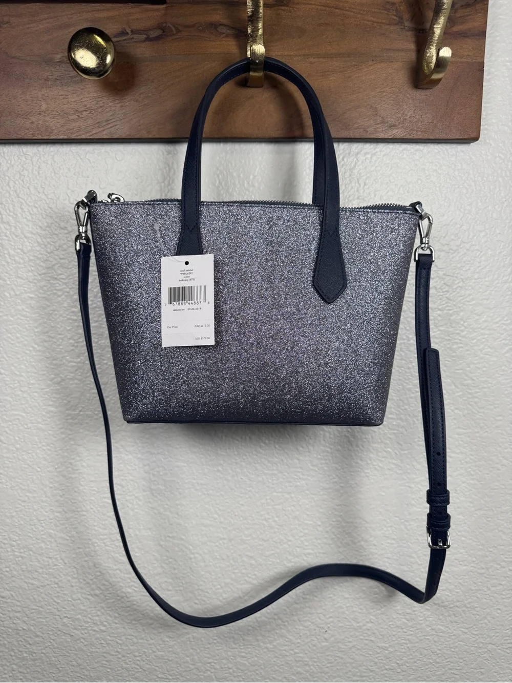 kate spade Glitter Small Tote in Navy